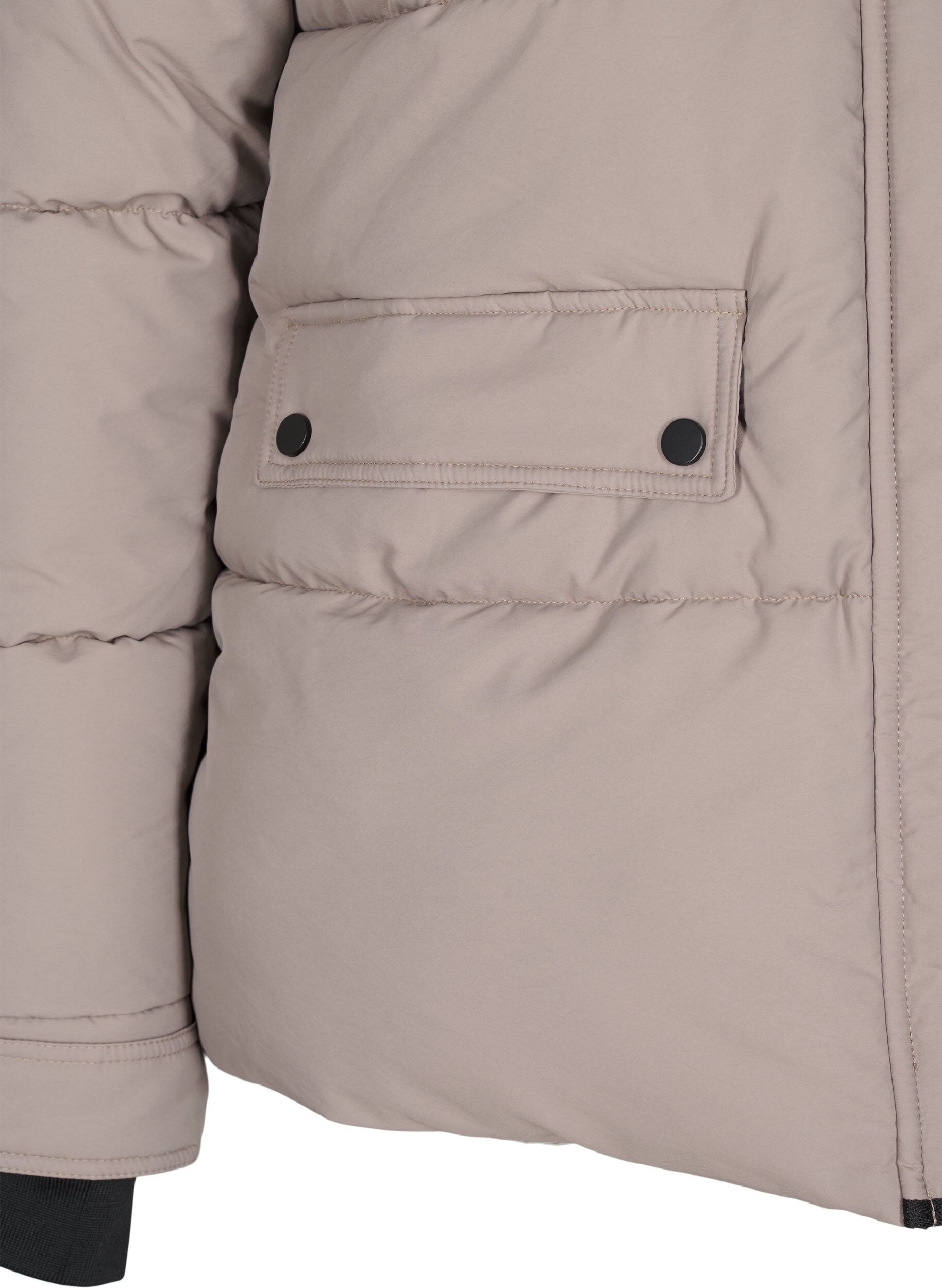 Zizzifashion Short puffer jacket with contrast details, Beige, Packshot image number 3