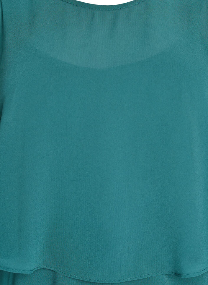 Maxi dress with ruffle layers and detachable cape, Green, Packshot image number 2