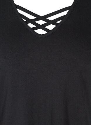 Short sleeve t-shirt with v-neckline, Black, Packshot image number 2