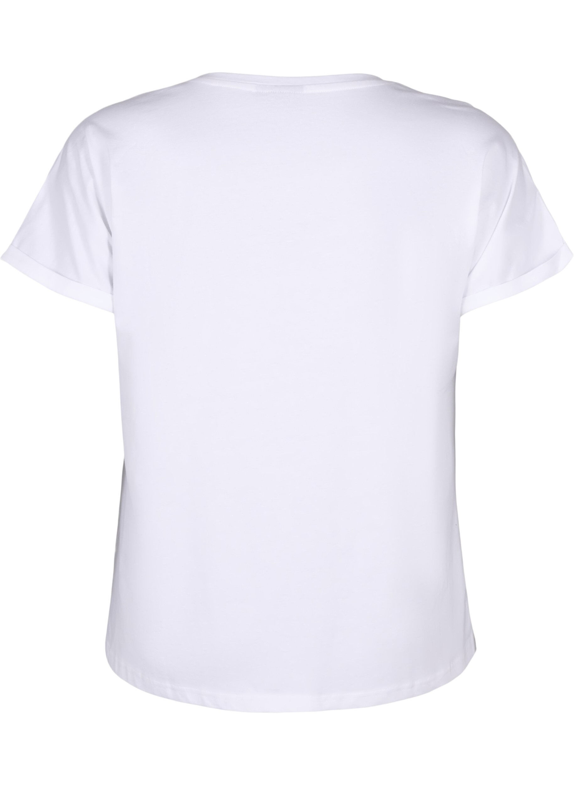 Zizzifashion Organic cotton T-shirt with broderie anglaise, Bright White, Packshot image number 1