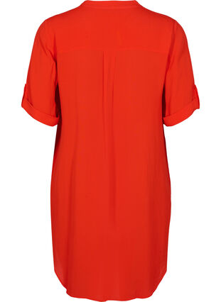 Viscose tunic with short sleeves, Fiery Red, Packshot image number 1