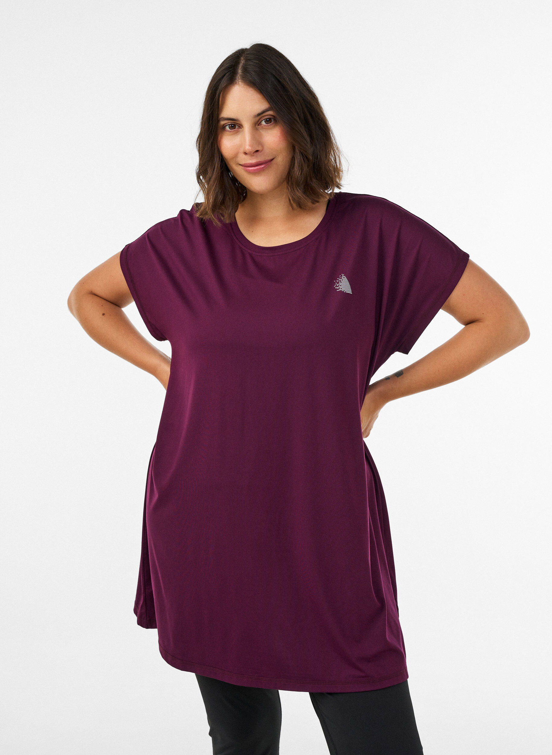ZizzifashionLong training t-shirt, Purple, Model image number 0