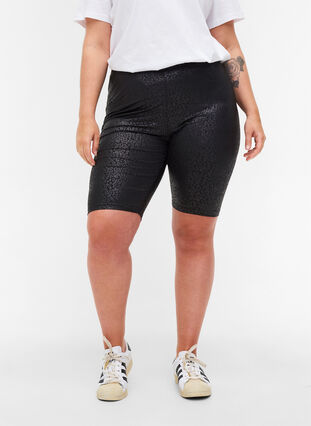 Bike shorts with tone-on-tone pattern, Black, Model image number 2