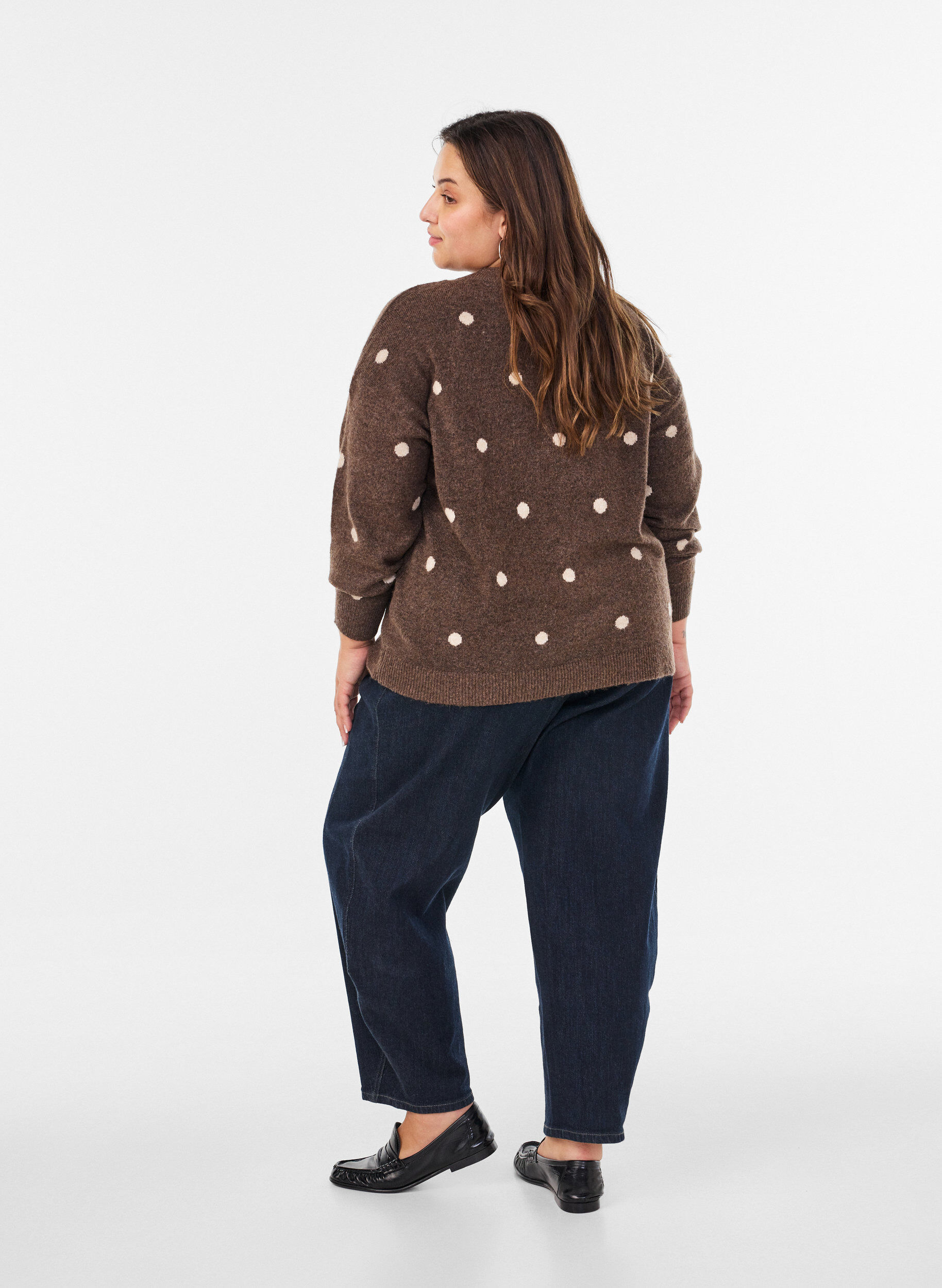 ZizzifashionCardigan with a dotted pattern, Brown, Model image number 2