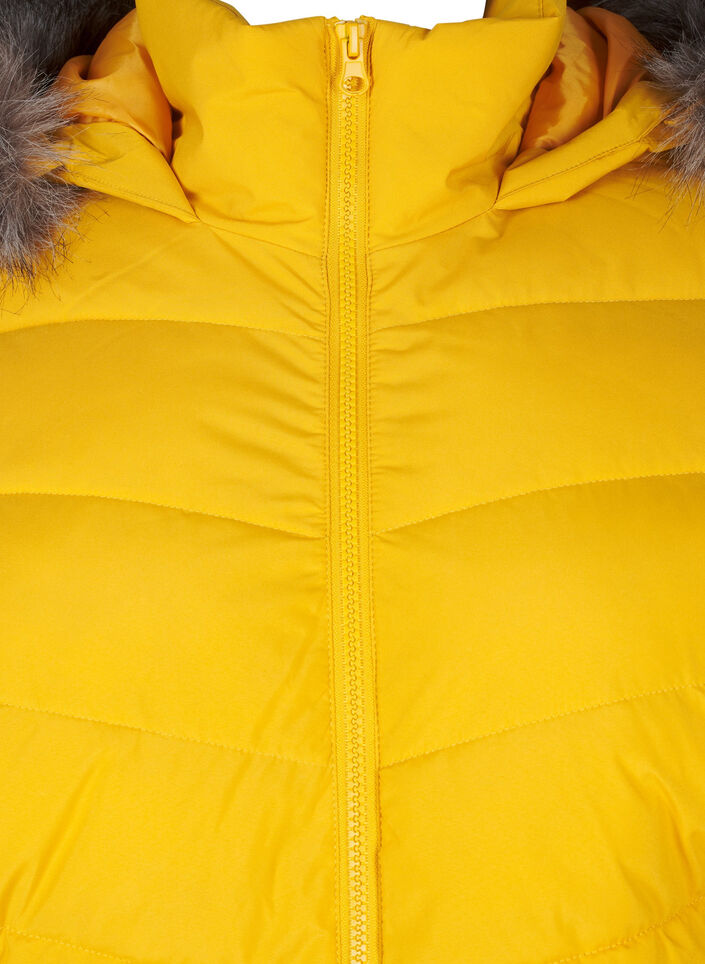 Short puffer jacket with hood, Yellow, Packshot image number 2