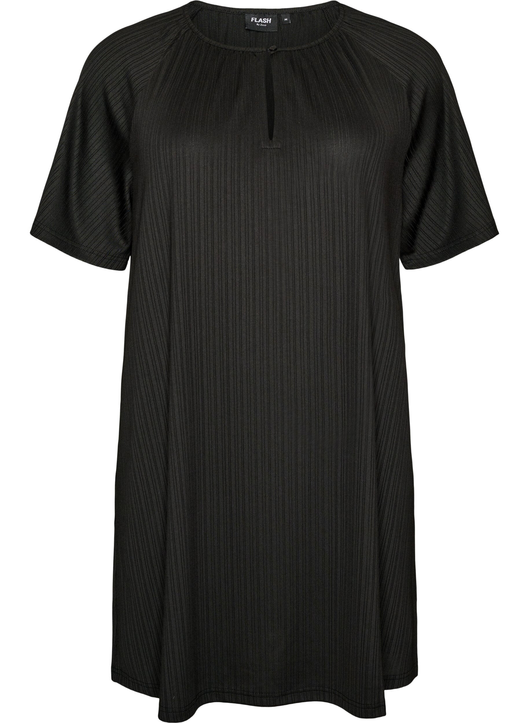 Zizzifashion Jersey tunic with textured stripes, Black, Packshot image number 0