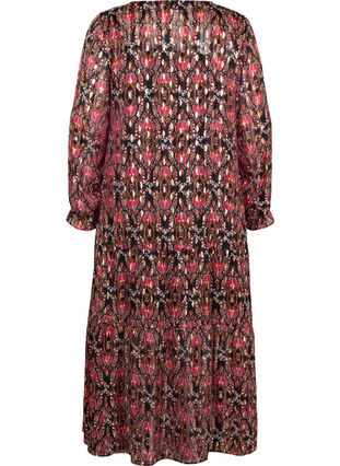 Printed maxi dress with long sleeves, Black Oriental, Packshot image number 1