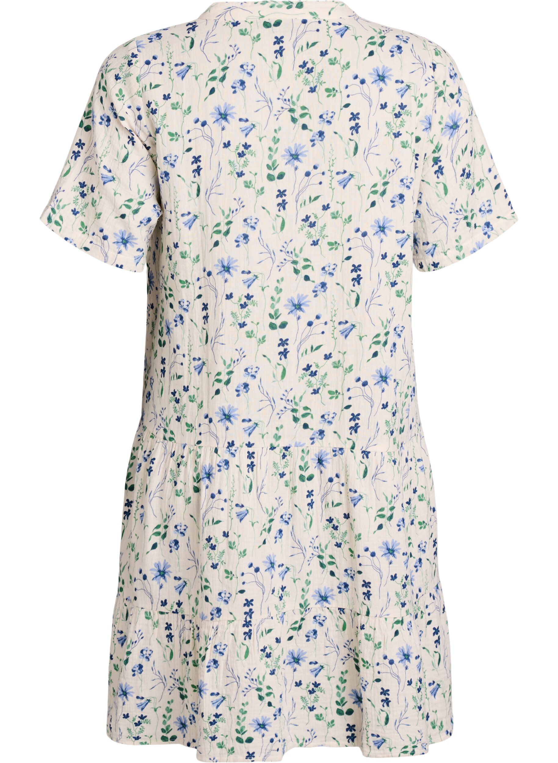 ZizzifashionShort A-line dress in cotton muslin, Beige, Packshot image number 1
