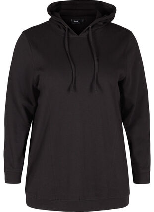 Sweatshirt with a hood and ribbed cuffs, Black, Packshot image number 0