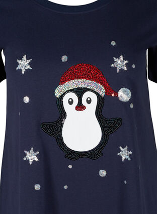 Christmas t-shirt in cotton, Night Sky Pingvin, Packshot image number 2