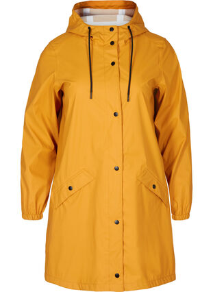 Hooded raincoat with taped seams, Spruce Yellow, Packshot image number 0