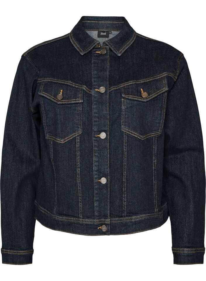 Classic denim jacket with contrast stitching, Blue, Packshot image number 0