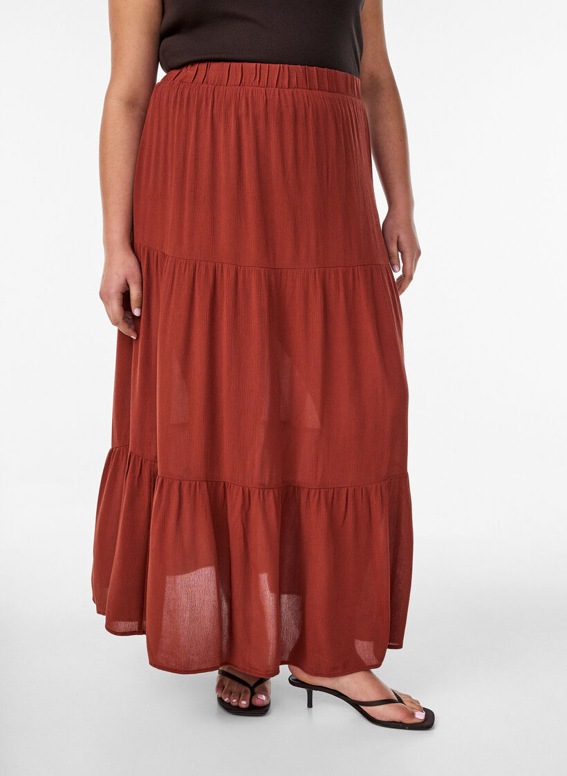 Long skirt with elasticated waist, Red, Model image number 2