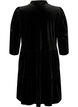 Velour dress with ruffle collar and 3/4 sleeves, Black, Packshot image number 1