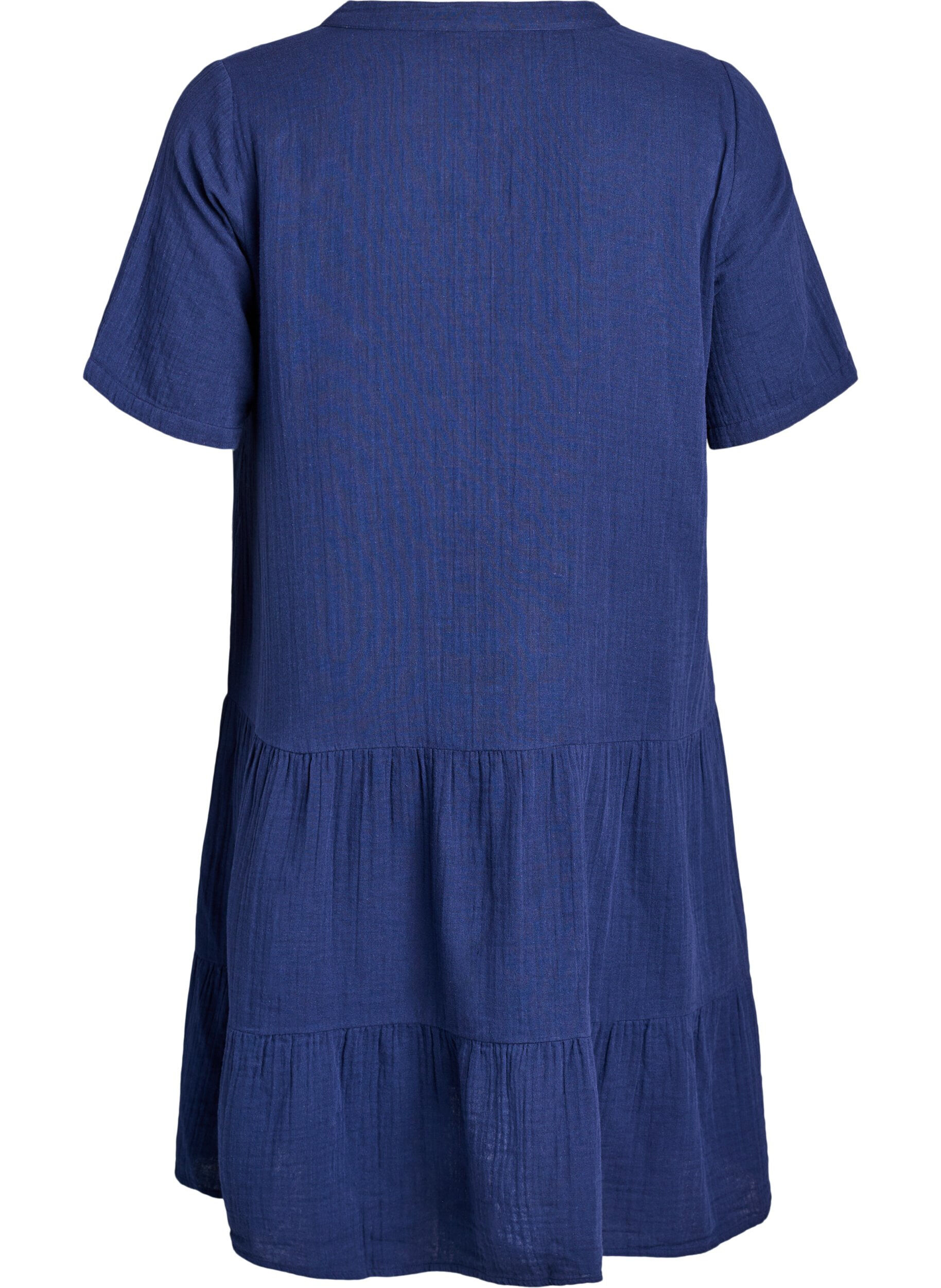 ZizzifashionShort A-line dress in cotton muslin, Blue, Packshot image number 1