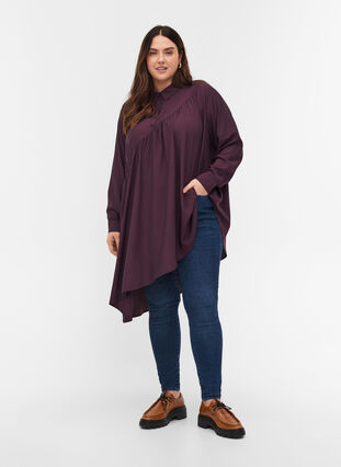 Tunic with asymmetric hem, Plum Perfect, Model image number 2