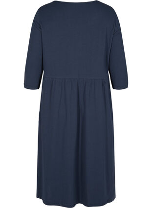 Midi dress in organic cotton with pockets, Navy Blazer, Packshot image number 1