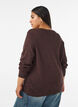 Knitted cardigan with heart eyelet embroidery, Brown, Model image number 2