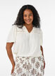 Blouse in viscose with broderie anglaise, Beige, Model image number 0