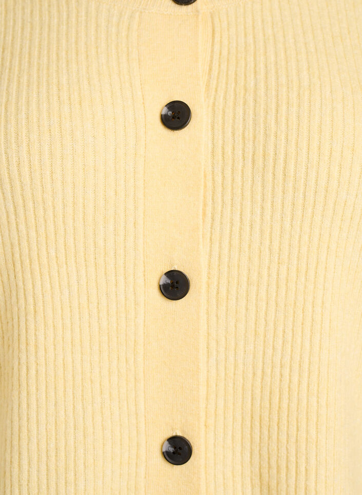 Ribbed cardigan with buttons, Yellow, Packshot
