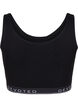Cotton bra with v-neckline and text print, Black, Packshot image number 1