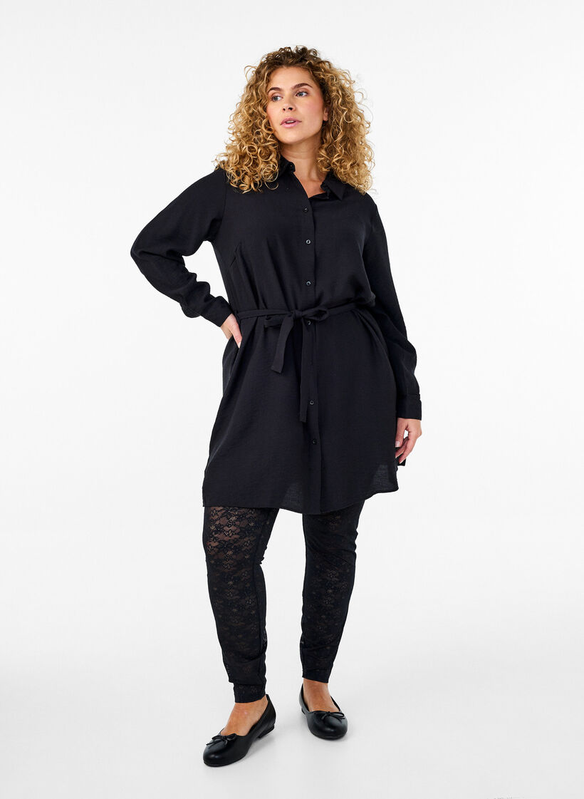 Lace leggings, Black, Model image number 1