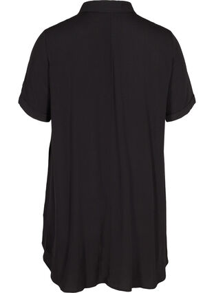Short-sleeved tunic in viscose, Black, Packshot image number 1