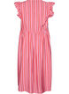 Striped midi dress with an empire cut and ruffles, Pink, Packshot image number 1