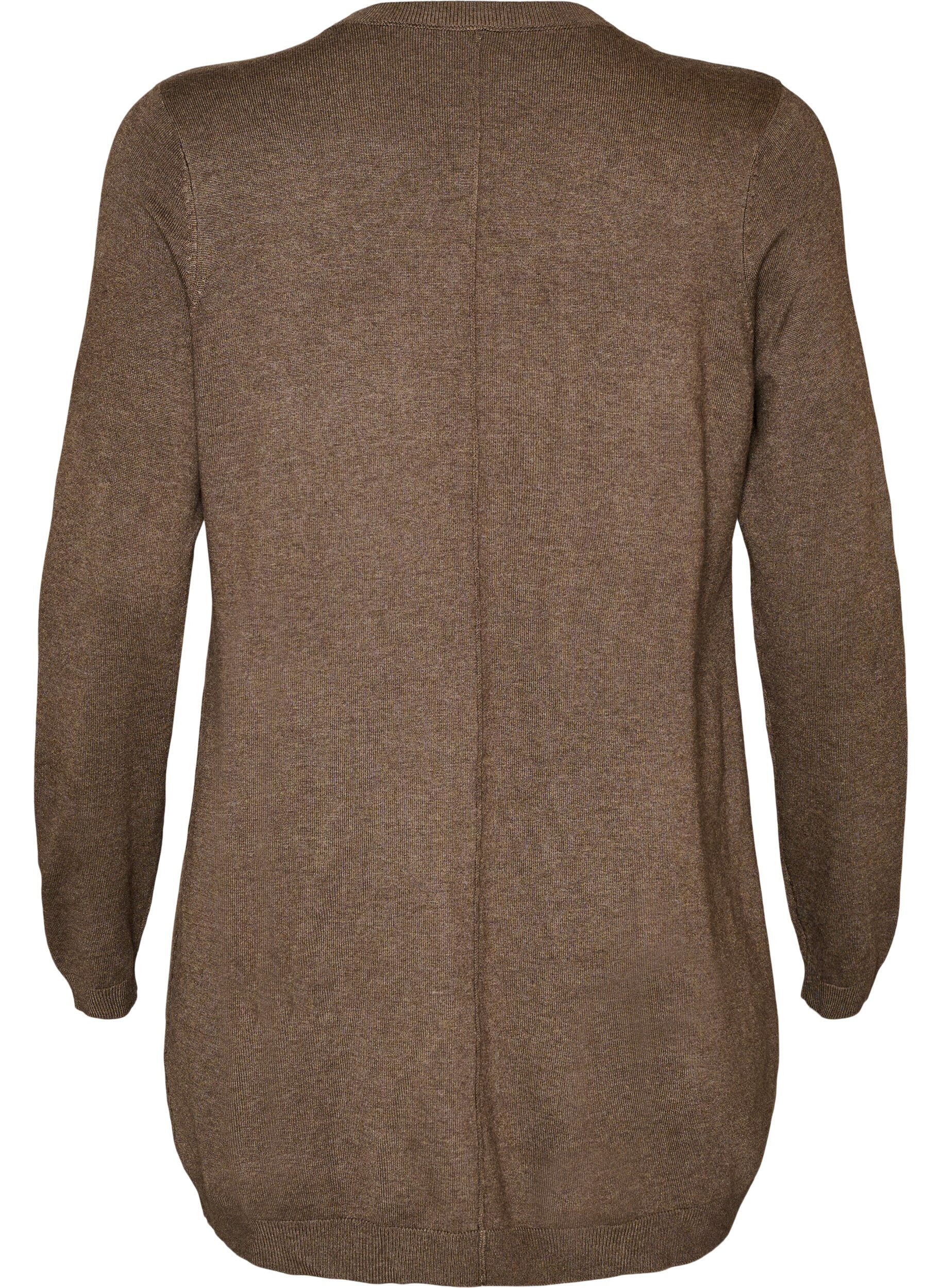 ZizzifashionLong knitted cardigan in a viscose blend, Brown, Packshot image number 1