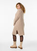 Short knitted dress with a turtleneck and ribbed texture, Beige, Model image number 2