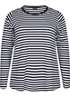 Striped blouse with long sleeves, Black, Packshot image number 0