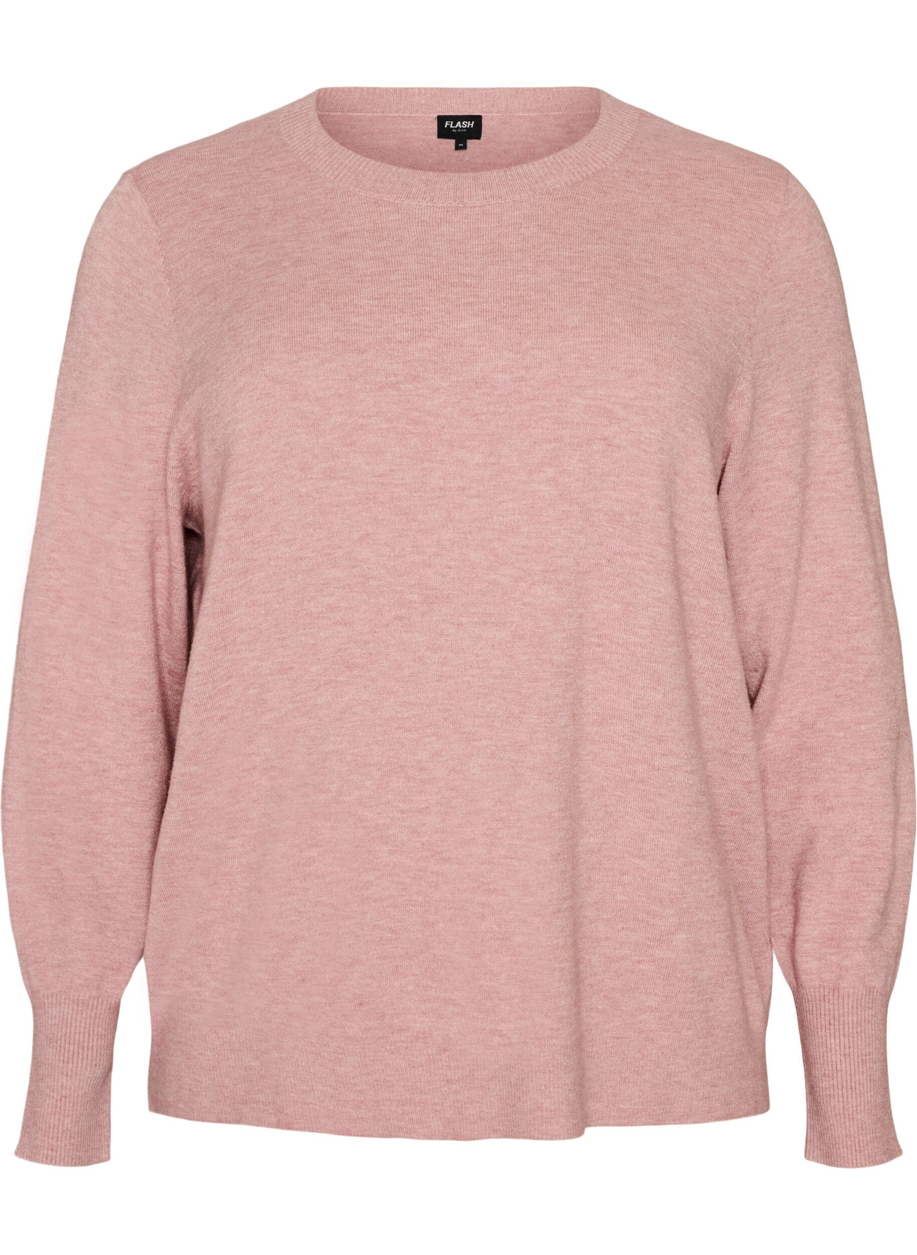 ZizzifashionKnitted blouse with a round neck, Rose, Packshot image number 0