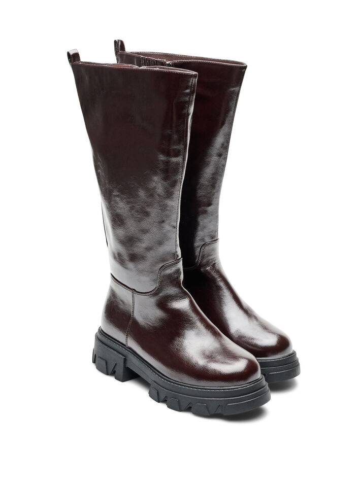 Long boot with a lightly textured look, Brown, Packshot image number 1