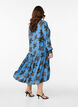 Printed viscose midi dress with long sleeves, Blue, Model image number 2