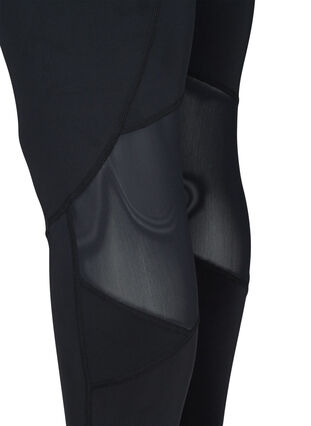 Cropped sports leggings with mesh, Black, Packshot image number 3