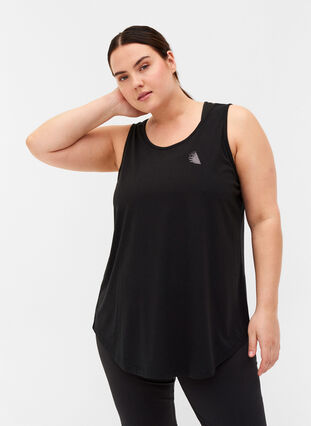 Exercise top with mesh and A-line, Black, Model image number 0