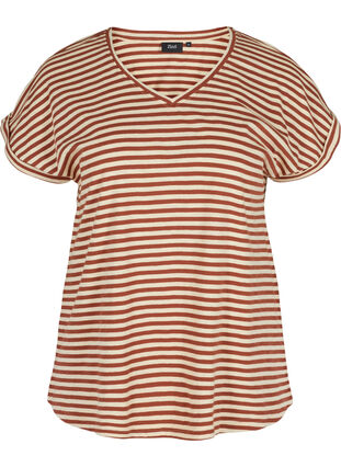 Striped cotton t-shirt, Tortoise Shell Y/D, Packshot image number 0
