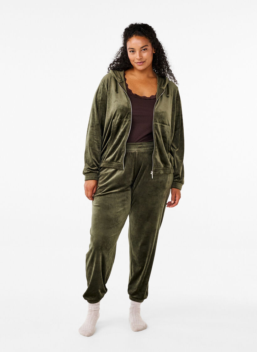 Loose velvet trousers, Green, Model image number 0