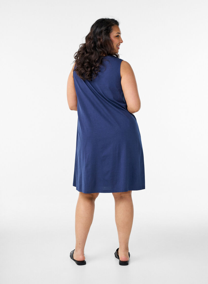 Sleeveless A-line dress, Blue, Model image number 2