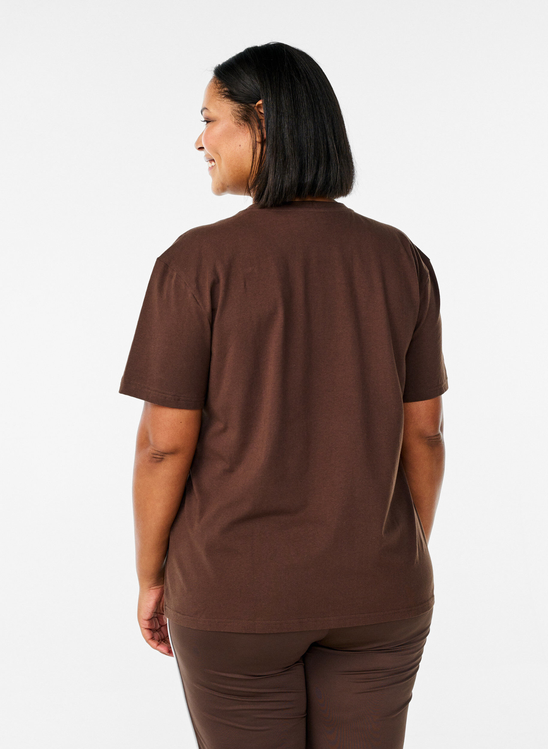 Zizzifashion Sporty T-shirt in organic cotton, Brown, Model image number 2