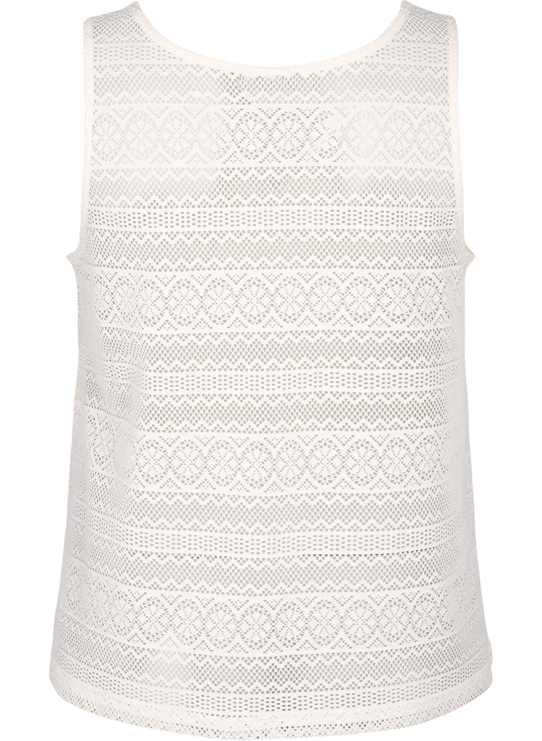 Zizzifashion Sleeveless top with hole pattern, Off White, Packshot image number 1