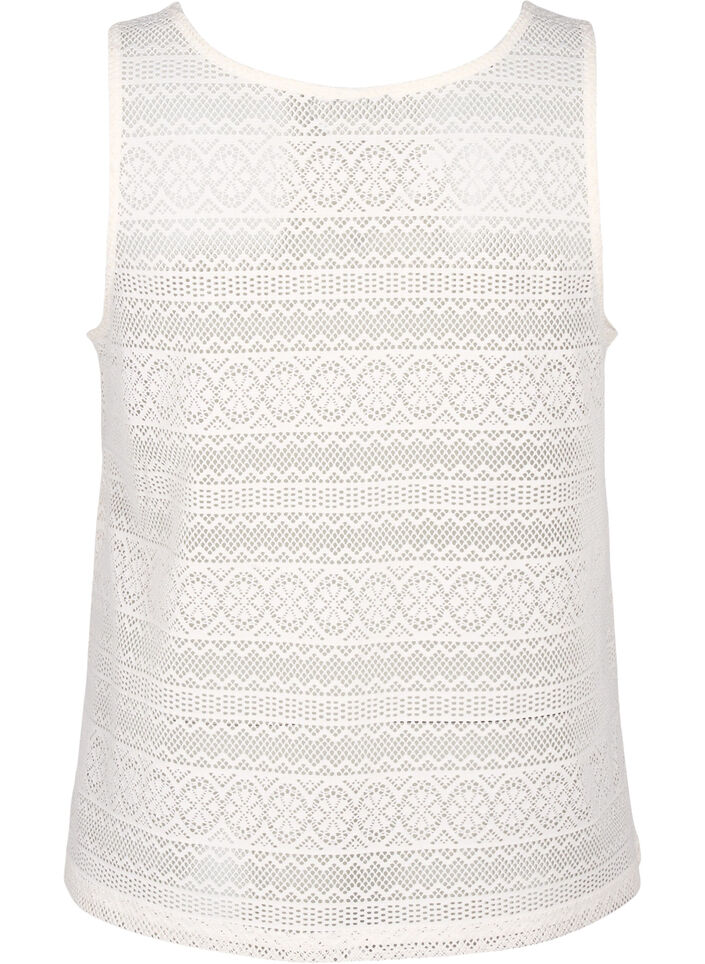 Sleeveless top with hole pattern, Off White, Packshot image number 1