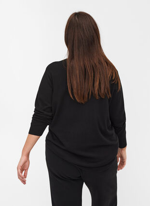 High neck knitted blouse made from a viscose mix, Black, Model image number 2