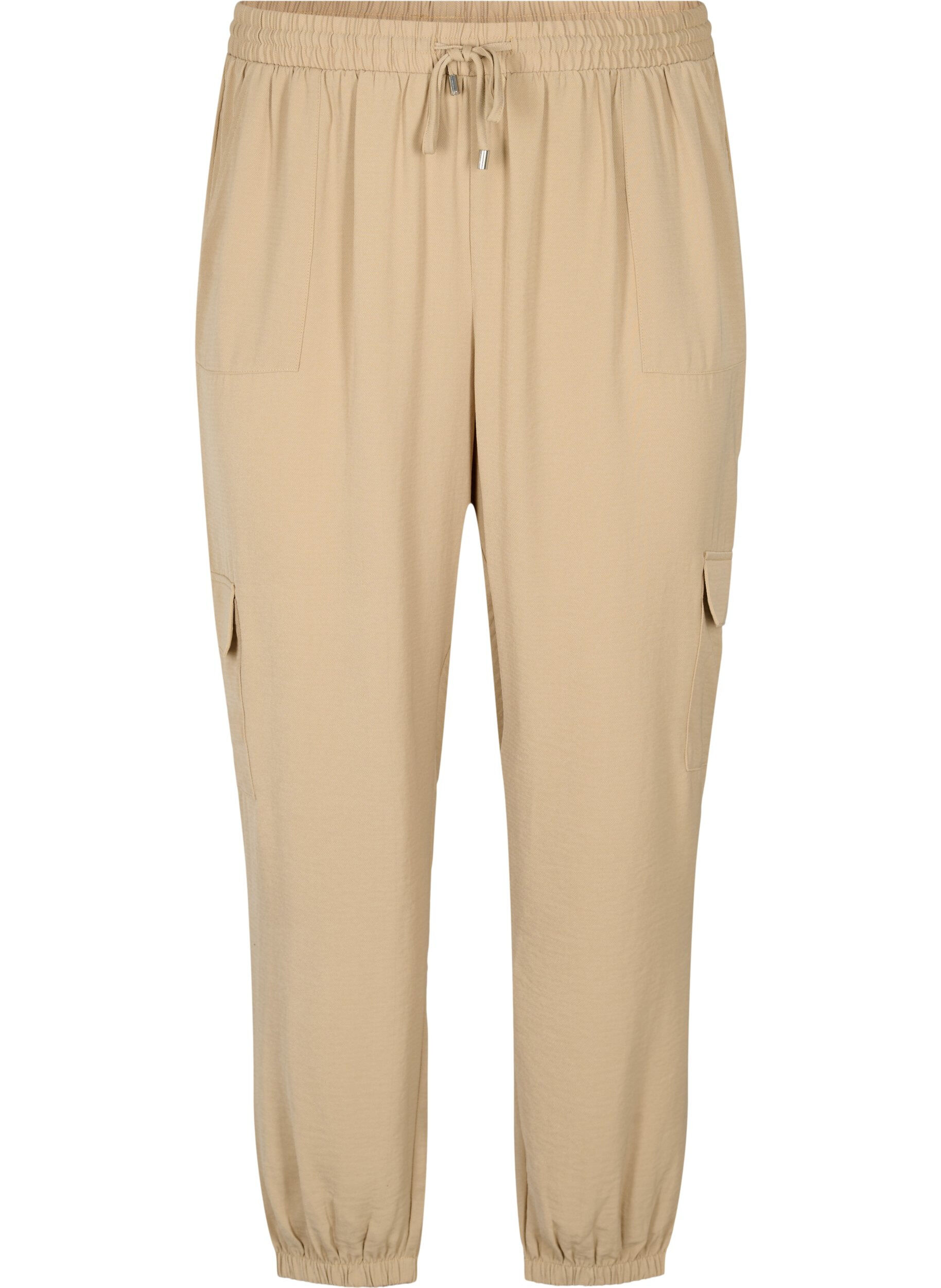 Zizzifashion Solid coloured trousers with large pockets, Nomad, Packshot image number 0