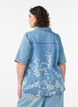 Denim shirt with floral print and short sleeves, Light Blue, Model image number 2
