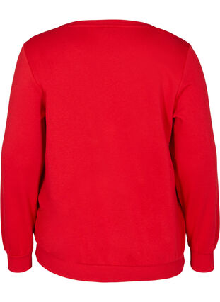 Christmas sweatshirt with sequins, Tango Red, Packshot image number 1