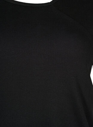 Short-sleeved cotton top in rib, Black, Packshot image number 2