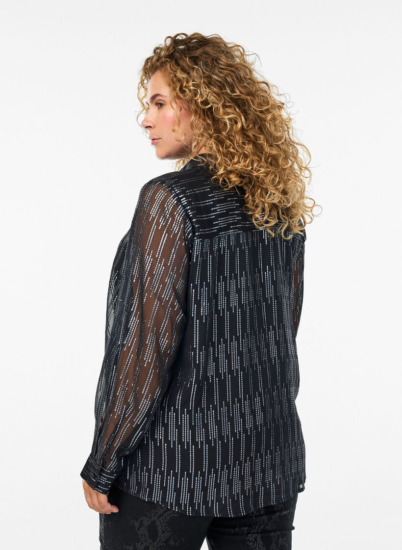 Shirt with glittering pattern, Black, Model image number 2