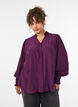 Blouse with ruffle collar and ruching, Purple, Model image number 0
