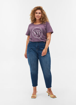 Mottled t-shirt with print and short sleeves, Vintage Violet Mel., Model image number 2